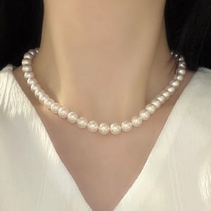 925 실버 진주 목걸이 6mm 8mm 스와로브스키 초커 은 목걸이