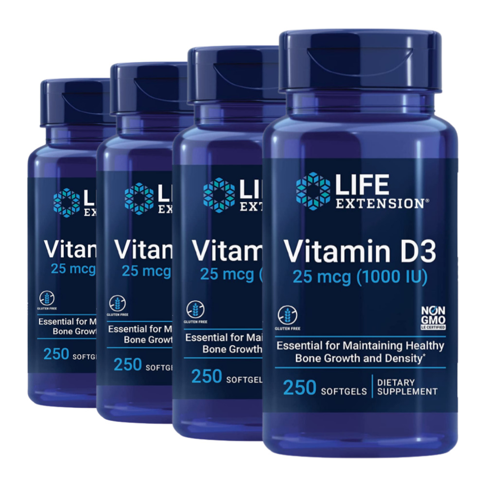 라이프익스텐션 <b>비타민</b>D <b>Vitamin</b> D3 1000IU 25mcg 250정 4개