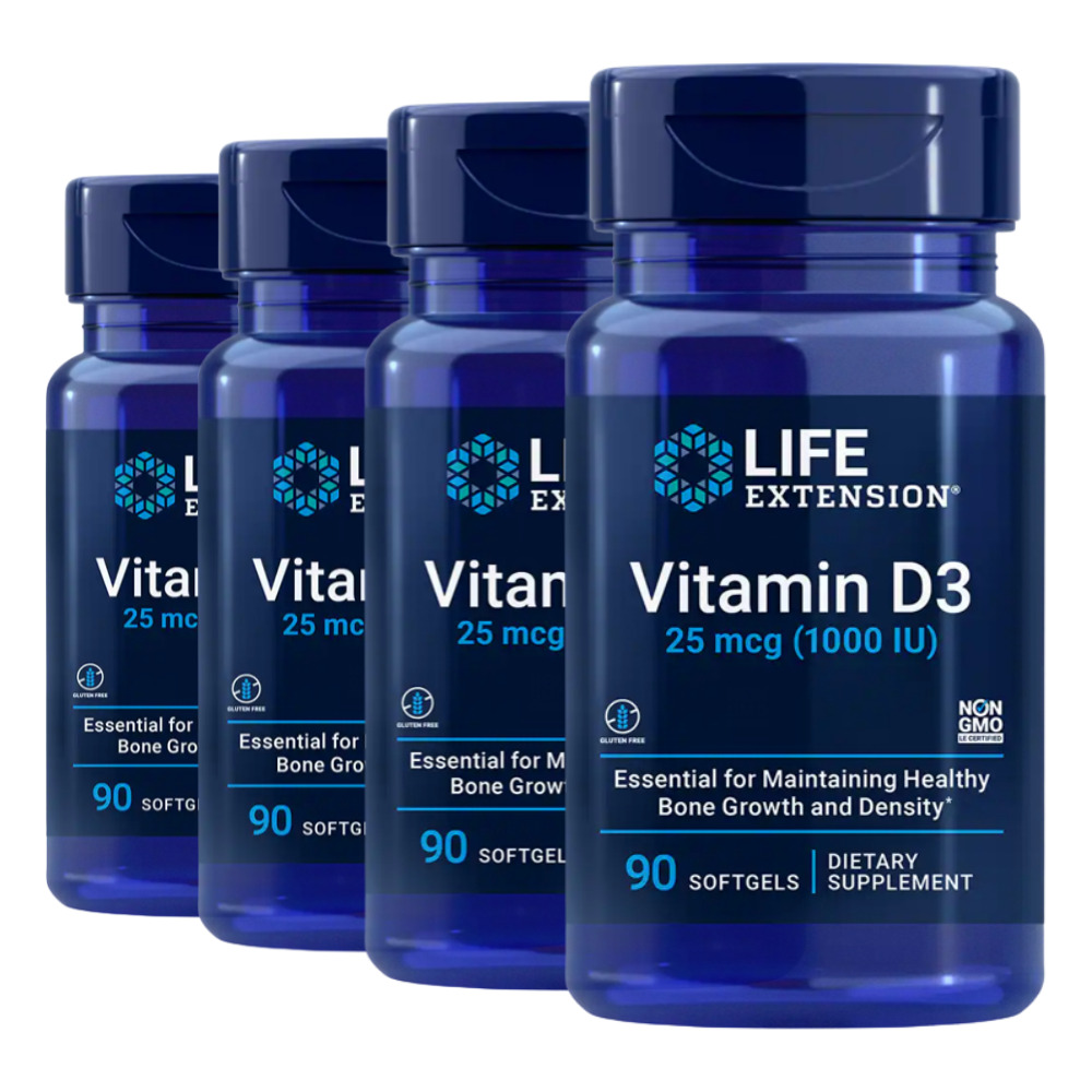 라이프익스텐션 <b>비타민</b>D <b>Vitamin</b> D3 25mcg 1000IU 90정 4개