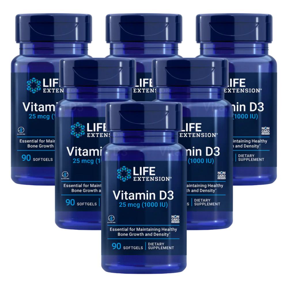 라이프익스텐션 <b>비타민</b>D <b>Vitamin</b> D3 25mcg 1000IU 90정 6개