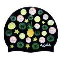 아쿠아 프룻 샐러드 블랙 수모 수영모자 AQUA Silicone Swim Cap