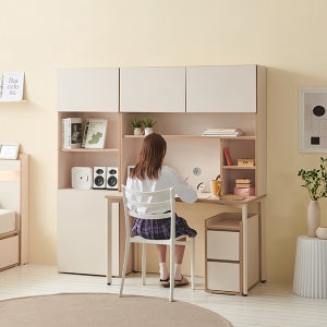 [지베스] 그로우 5단 전면 책상 서랍 책장세트C+600책장