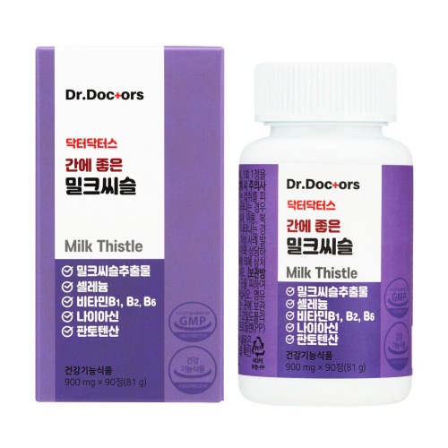 <b>닥터닥터스</b> 간에 좋은 밀크씨슬 90정x4상자 1년분 직장인 <b>피로</b>회복 간 건강 영양제 밀크씨슬 추출물 실리마린