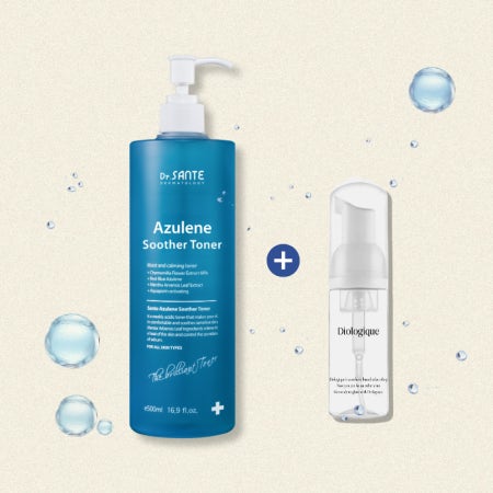 상떼 아줄렌 촉촉 물광 속보습 대용량 수더토너 500ml +버블 공병+ 펌프