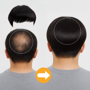 아일렌 정수리 가발 남자 탈모 헤어 부분커버 인모 블랙 소형