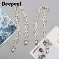 Deepeel 쌍 69cm 진주 체인 장식 멜빵 조절 바지 스트랩 허리