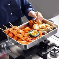 스텐 통3중 가정용 사각 철판 인덕션 닭갈비 떡볶이 팬 판