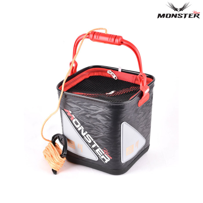 몬스터 시나가와 두레박 투명두레박 밑밥통 살림통 삐꾸통 물고기 블랙 22cm