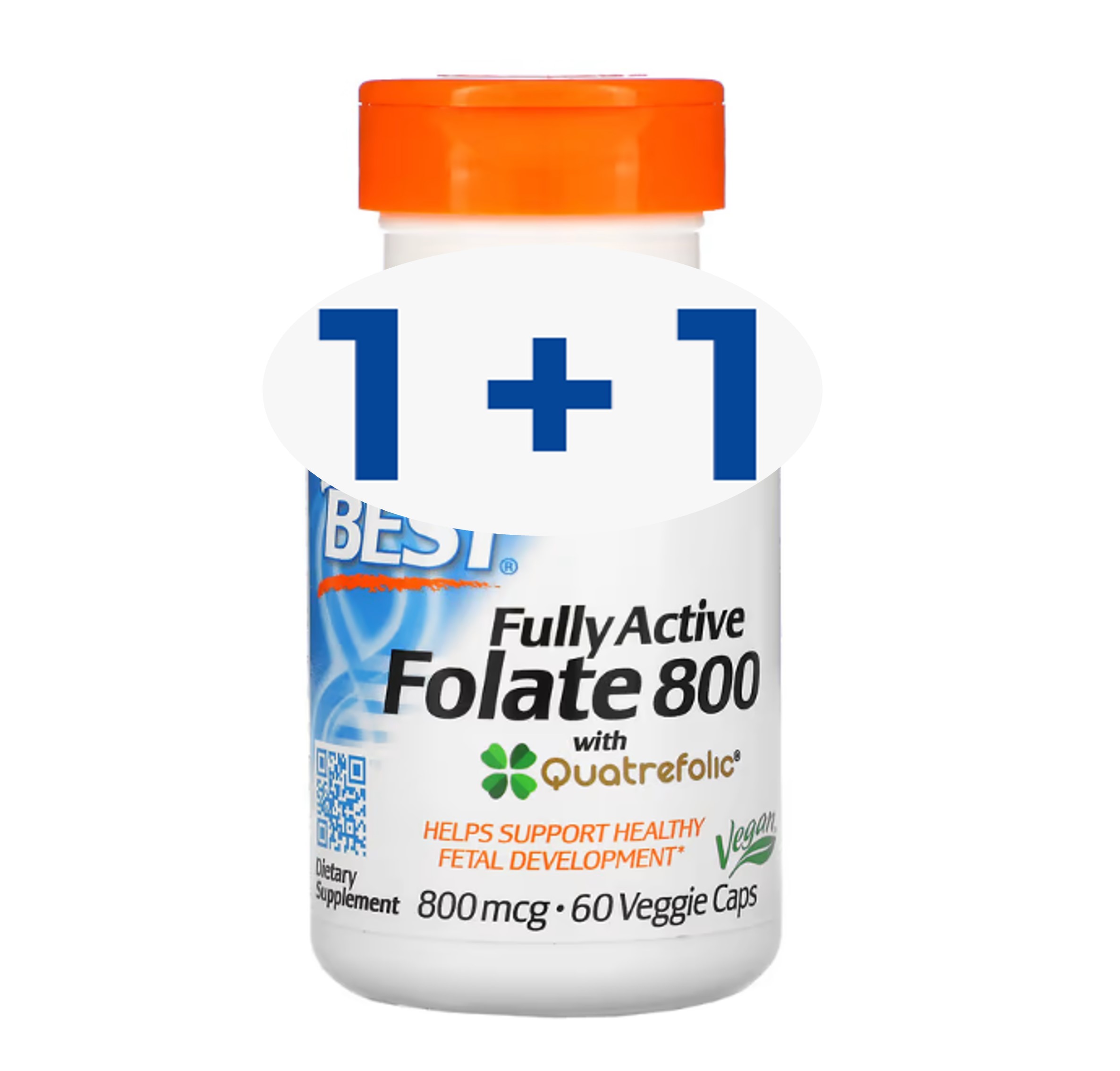 (1+1)<b>완전 활성 엽산 800</b>mcg 60캡슐 4세대 닥터스베스트 fully active folate 쿼트르폴릭 베지캡슐 리틀약사