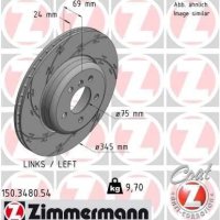 zimmermann 브레이크 디스크 리어 액슬 왼쪽 블랙 z 150.3480.54