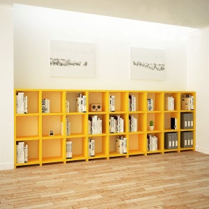 큐빅스1 전면 거실 서재 9X3 다리형 책장 3540x1240x295mm