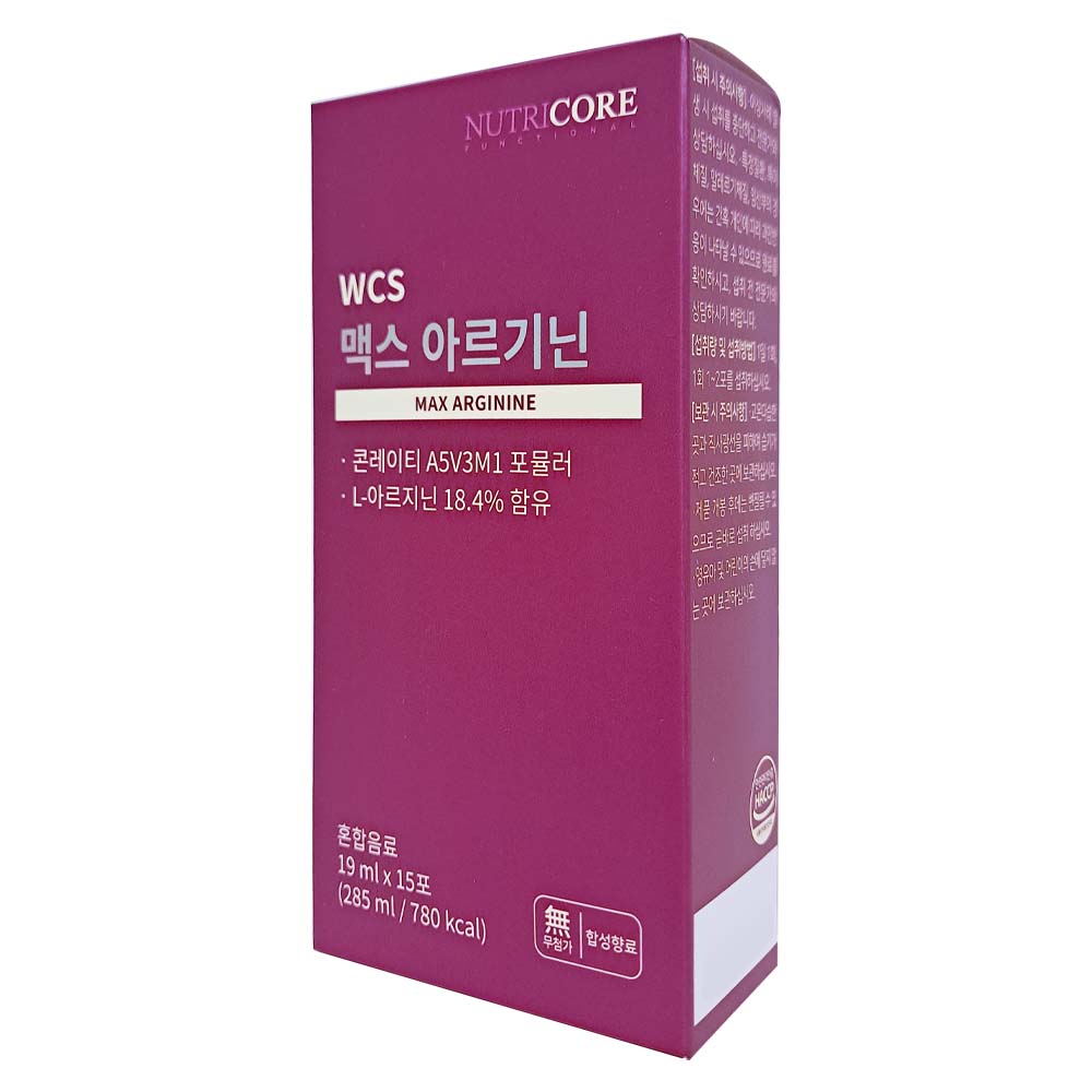 뉴트리코어 <b>WCS 맥스 아르기닌</b> 19ml x 15포 믹스베리맛