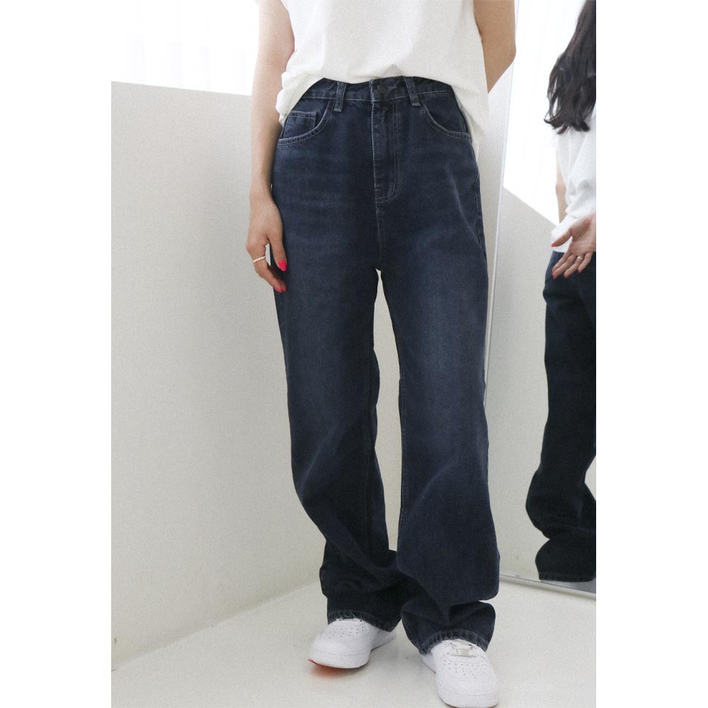다크 블루 와이드 데님팬츠