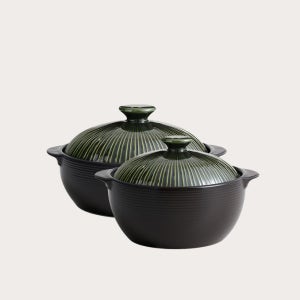 한국도자기리빙 리한 라인팟 세제 흡수 없는 무균열 뚝배기 2종세트(18cm+22cm), 그린