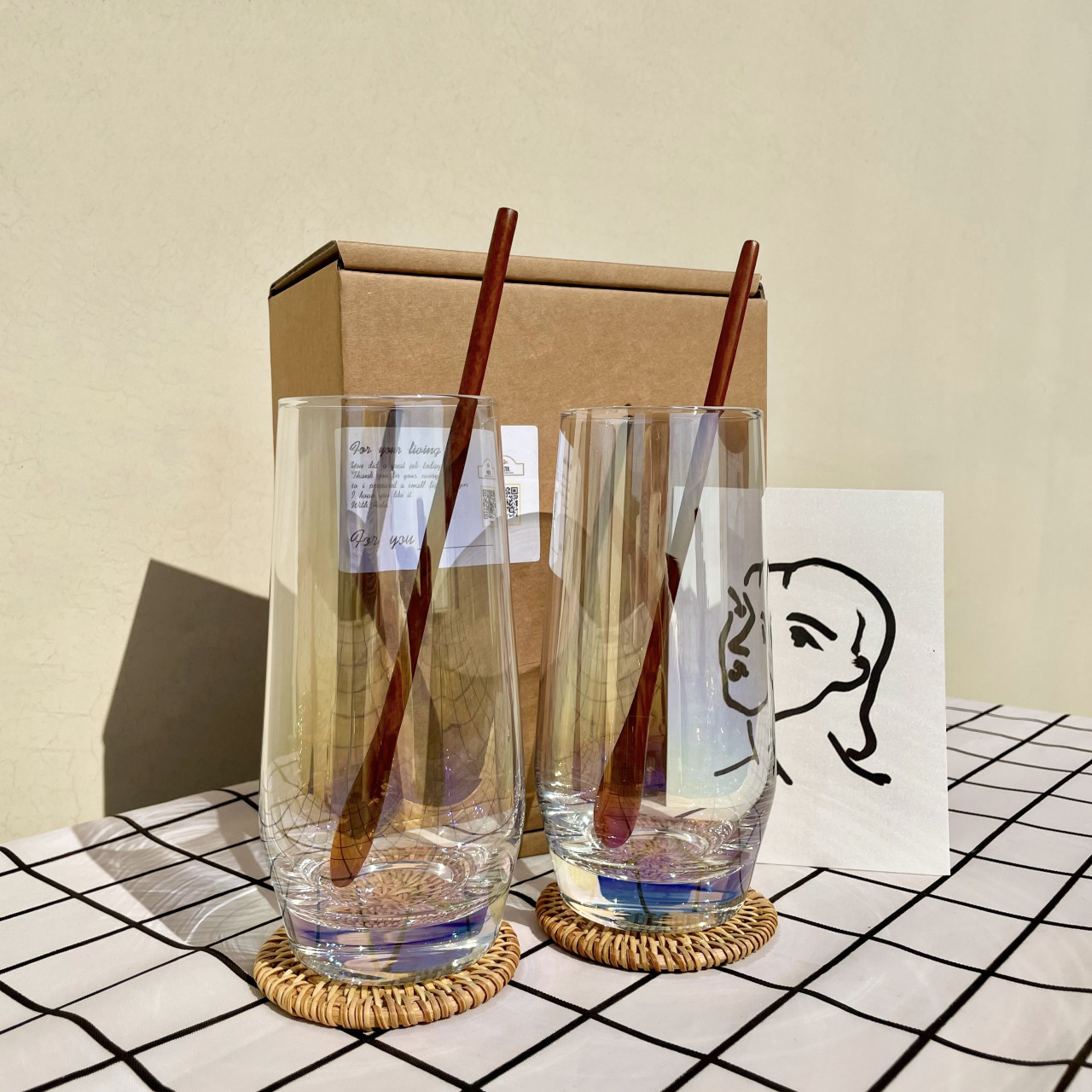 하이볼잔 맥주잔 오로라 유리컵 집들이선물 신혼부부 결혼 선물 길쭉이 컵 세트 550ml