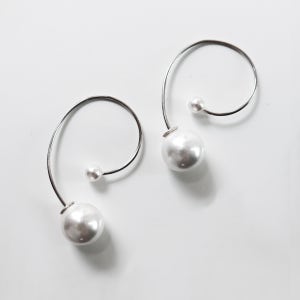 실버925 볼드 진주 클러치 링 귀걸이 Droplet 02