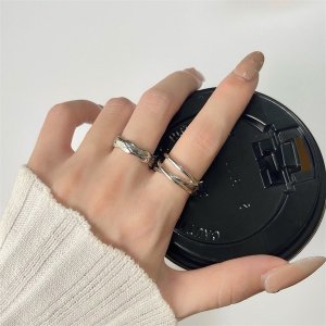 [2pcs SET] 실버 오픈 링 반지 세트 [실버] N216