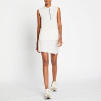 토리버치 테크 피케 러플 폴로 화이트 PIQUÉ SLEEVELESS RUFFLE POLO