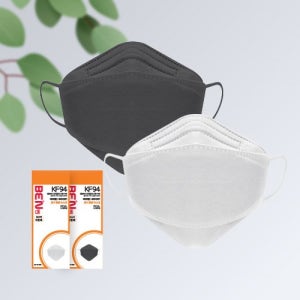 (100매)벤마스크 KF94 대형 4중구조/화이트 블랙 써멀본드 귀안아픈 마스크