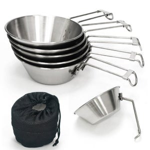 키친아트 스텐304 시에라컵 5P세트 캠핑 등산 접이식 컵세트