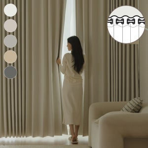 100% 빛차단 암막커튼 여름 거실커튼 아일렛형 방한 화이트 소형 130x165cm 1장