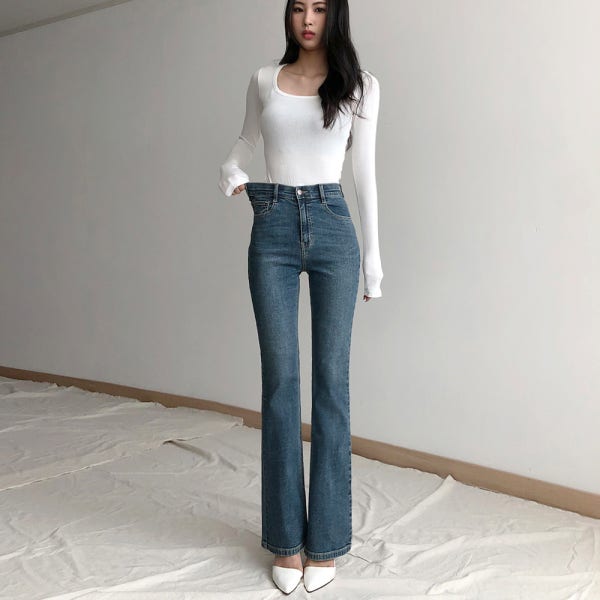 여름 부츠컷 롱 데님 팬츠 히든 밴딩 하이웨스트 봄 가을 사계절