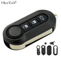 okeytech 3 buttons remote car key shell case for fiat 500 panda punto bravo auto uncut blade white