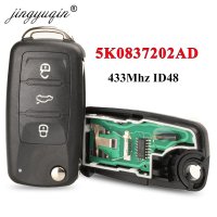 jingyuqin 3btn remote flip key 434mhz id48 chip for vw volkswagen golf passat tiguan polo jetta