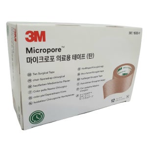 3M 종이반창고 마이크로포 의료용 테이프 살색 12개 1533-1 마이크로포어