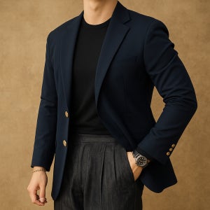 남성 정장 블레이저 네이비 자켓 싱글 더블 고급 골드버튼