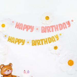 생일파티용품 알록달록 두줄 펠트가랜드 생일가랜드