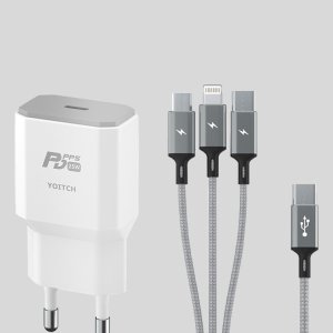 헤라PD 25W C타입 PD PPS 초고속 충전기+베타C 3in1 고속충전케이블 세트