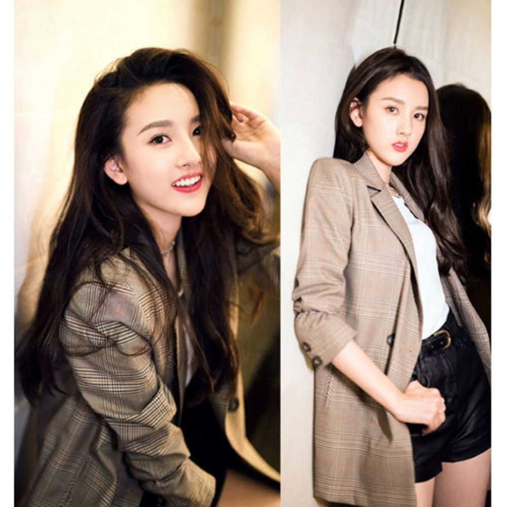 갈색자켓 간절기 여성 오버핏 아우터 체크 마이