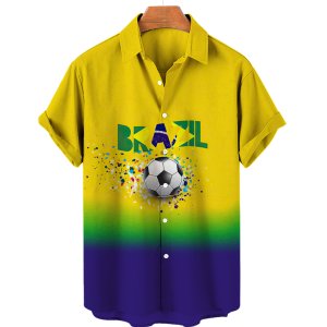 여름 2022 하와이안 셔츠 남성 세계 축구팀 팬 문화 축구 게임 유니폼 유니 202