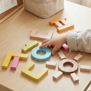 다르담 유아 아기 한글공부 놀이 자가 48pcs 장난감 교구 원목 한글 블록