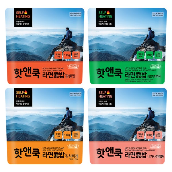 핫앤쿡 라면애밥 4개세트 비화식 발열도시락 전투식량 비상식량