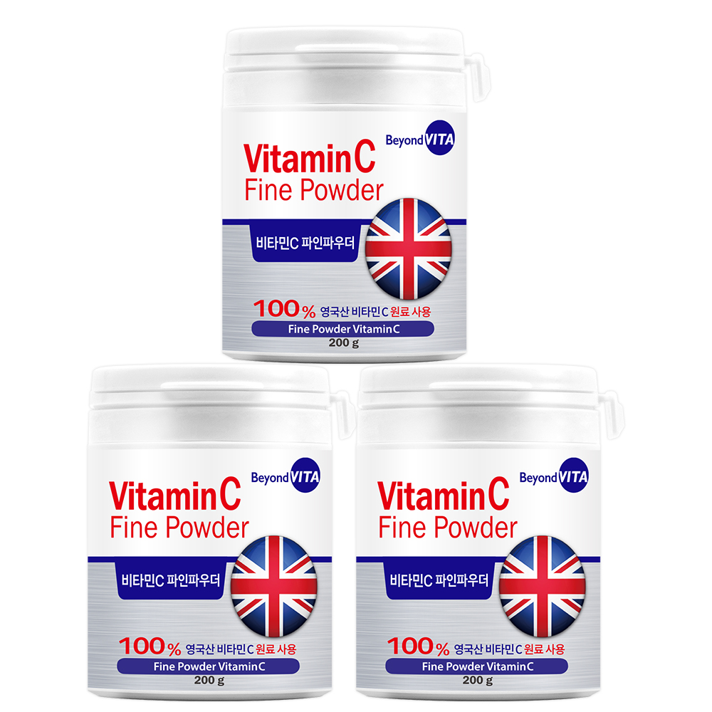 비욘드비타 영국산 비타민C 파인파우더 분말 가루 비타민씨 200g, 3개