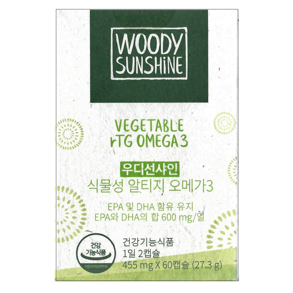 <b>우디선샤인</b> 식물성 알티지 오메가3 455mg x 60캡슐