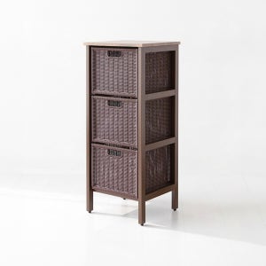 알로타 선반 3단 라탄 세트 370x320x883mm, 3단, 다크브라운 3682.0123