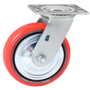 중량 15cm(6인치) 회전 우레탄 바퀴 산업용 캐스터 260kg 폭44mm 고하중 철대차