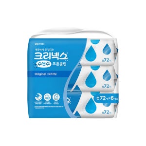 크리넥스 수앤수 코튼클린 소프트 물티슈 캡형 72매 6입