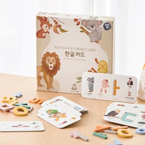 쏠앤샘 한글매칭카드 낱말카드 원목블럭 자음모음 유아한글자석교구 (세이펜호환)