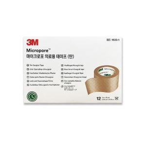 3M 마이크로포 의료용테이프(탄) 12개입 1533-1 (1인치) 살색 종이 반창고