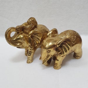 재운발복 황동 코끼리 한쌍 재복 풍수 인테리어 소품