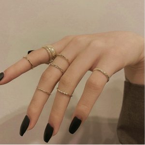 [SET] 7PCS 프리 레이어드 링 반지 세트 [골드 실버] N128