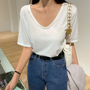 자체제작 베이직 라운드넥 루즈핏 옆트임 무지 반팔 티셔츠