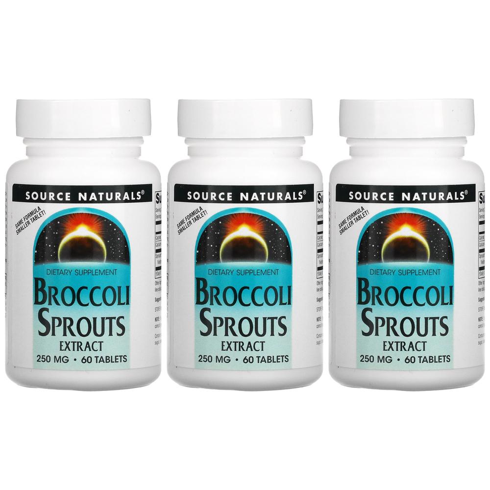 소스네츄럴 <b>브로콜리 새싹 추출물</b> 250mg 60정 3통 소스내츄땡