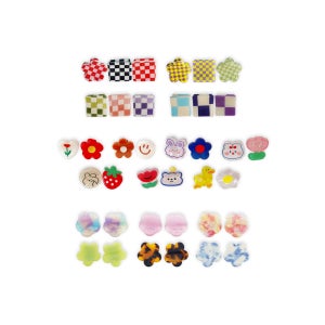 돌리타이 컬러 체커보드 작은 클립 3개 세트 미니 집게핀