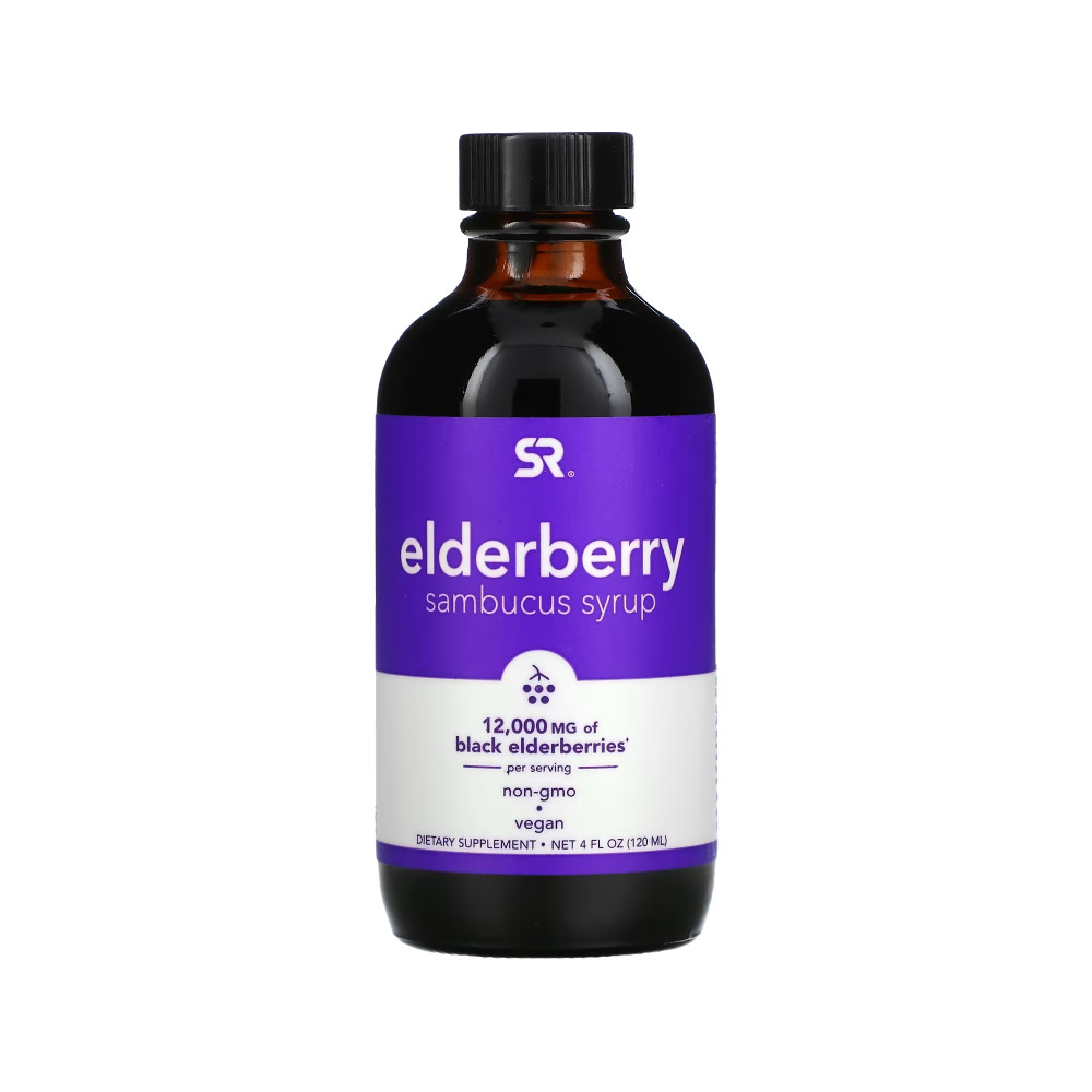 스포츠리서치 블랙 <b>엘더베리</b> elderberry <b>삼부커스 시럽 12000mg</b> 120ml