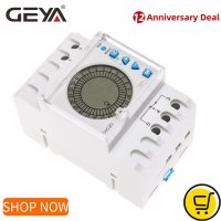 스터디타이머geya 24시간 프로그래밍 가능 시간 제어 스위치 20a ac220v with big led light sceen 일광 절약 타이머 전자 thc-20-1c